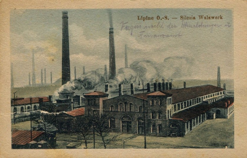 Postkarte mit dem Motiv des Walzwerkes der Huta Silesia, Blick vom Turm der heute nicht mehr existenten evangelischen Kirche, ca. 1900-1920 Foto: fotopolska.eu
