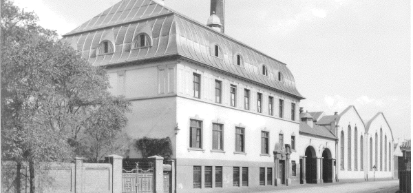 Historische Aufnahme der Zinkfabrik Altenberg mit Blick von der Hansastraße